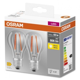 2 Becuri LED Osram Base Classic A, E27, 6.5W (60W), 806 lm, lumina ...