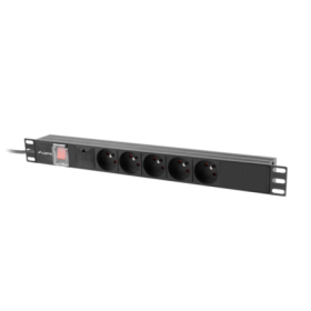 Unitate distributie alimentare PDU 19", 1U, 10A, 5 prize , negru, C...