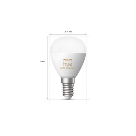 2 Becuri LED inteligente Philips Hue P45, Bluetooth, E14, 5.1W, 470...